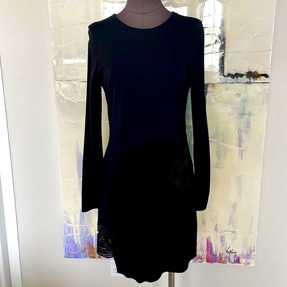 HANEY Black Long Sleeve Cocktail Dress